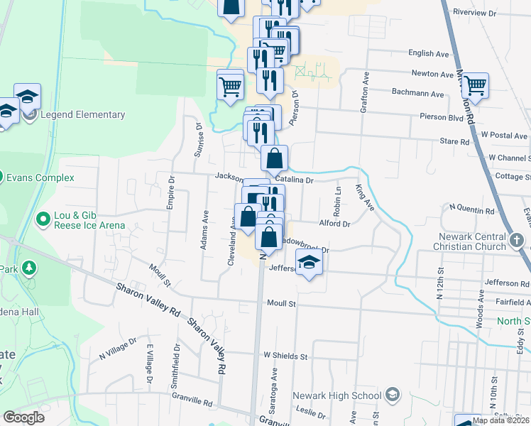 map of restaurants, bars, coffee shops, grocery stores, and more near 975 North 21st Street in Newark