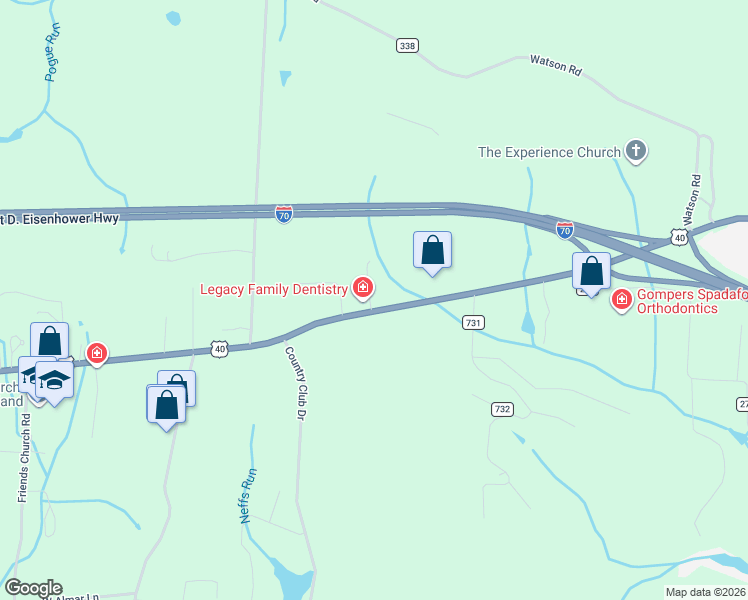map of restaurants, bars, coffee shops, grocery stores, and more near 68120 Tinmar Drive in Saint Clairsville