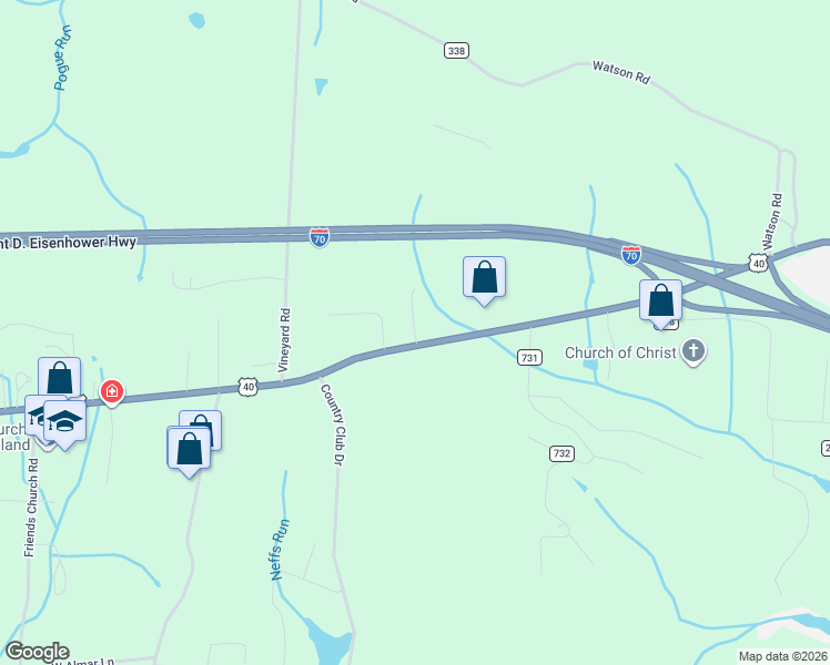 map of restaurants, bars, coffee shops, grocery stores, and more near 68120 Tinmar Drive Street in Saint Clairsville