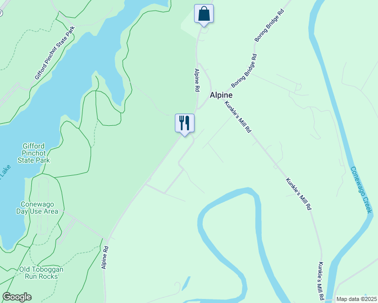 map of restaurants, bars, coffee shops, grocery stores, and more near 45 Rainbow Trail in Wellsville