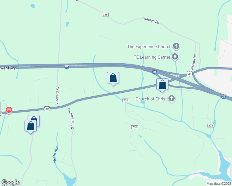 map of restaurants, bars, coffee shops, grocery stores, and more near 47463 National Road West in St. Clairsville