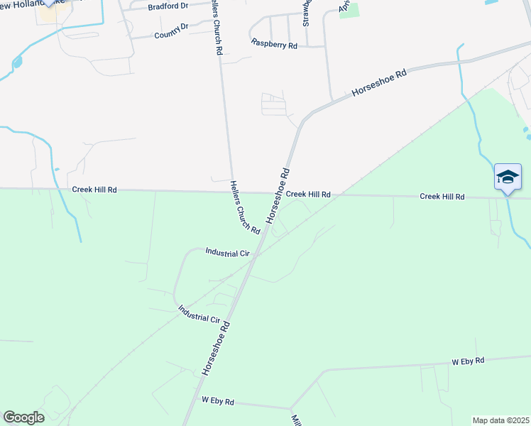 map of restaurants, bars, coffee shops, grocery stores, and more near 2579 Horseshoe Road in Lancaster