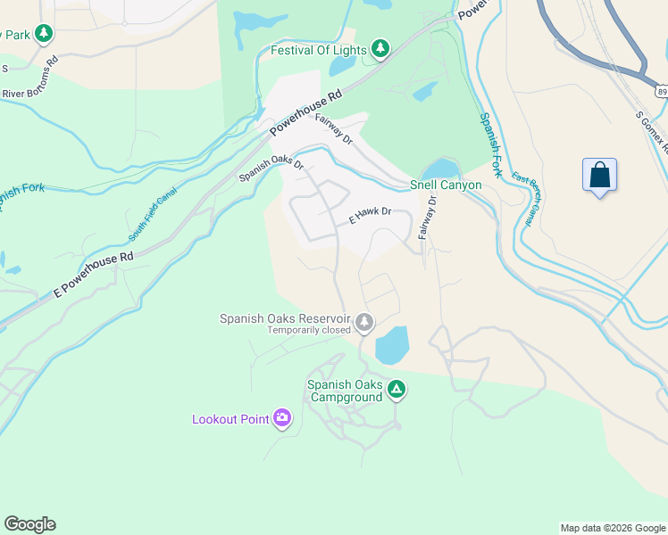 map of restaurants, bars, coffee shops, grocery stores, and more near 2628 Oakridge Drive in Spanish Fork