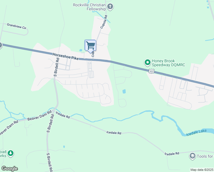 map of restaurants, bars, coffee shops, grocery stores, and more near 412 Arrowhead Court in Honey Brook