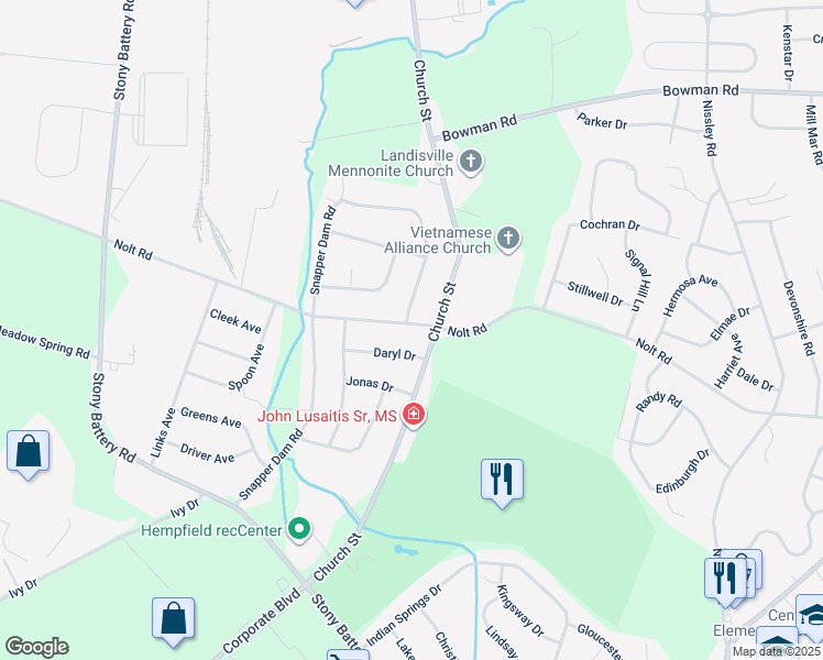 map of restaurants, bars, coffee shops, grocery stores, and more near 3708 Nolt Road in Landisville