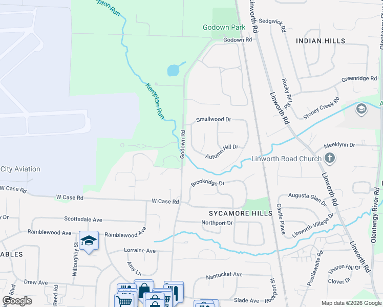 map of restaurants, bars, coffee shops, grocery stores, and more near 5725 Autumn Hill Drive in Columbus