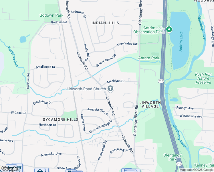 map of restaurants, bars, coffee shops, grocery stores, and more near 1001 Meeklynn Drive in Columbus
