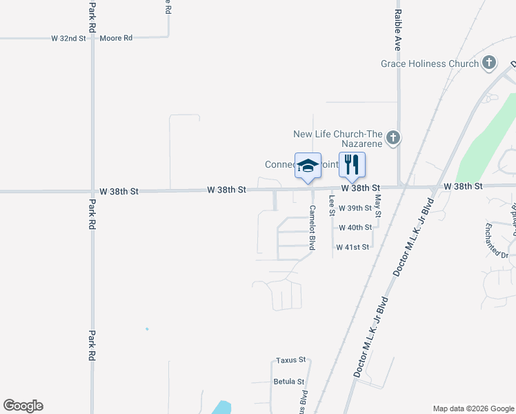 map of restaurants, bars, coffee shops, grocery stores, and more near 2859 West 38th Street in Anderson