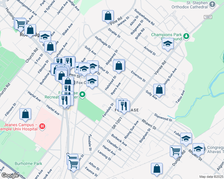 map of restaurants, bars, coffee shops, grocery stores, and more near 8026 Ryers Avenue in Philadelphia