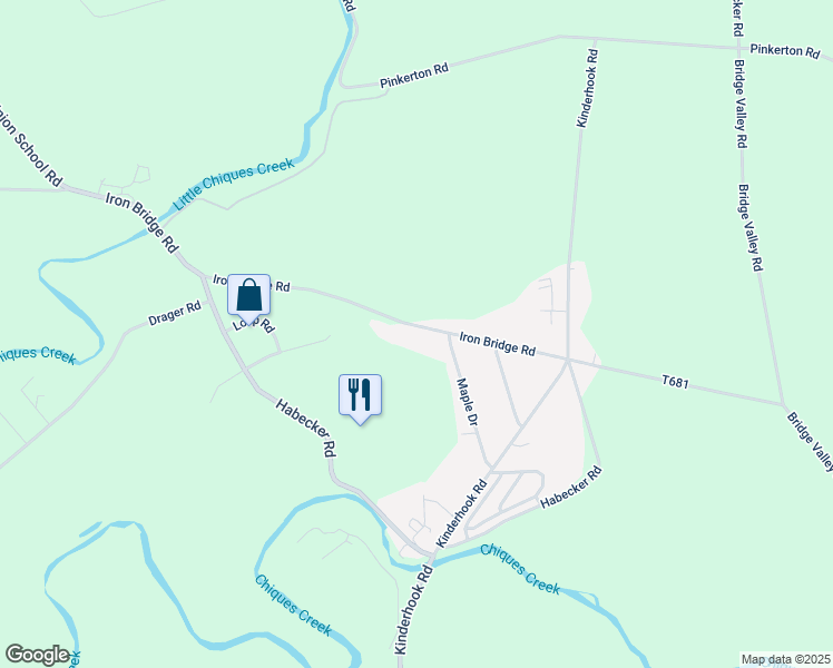 map of restaurants, bars, coffee shops, grocery stores, and more near 1376 Iron Bridge Road in Columbia