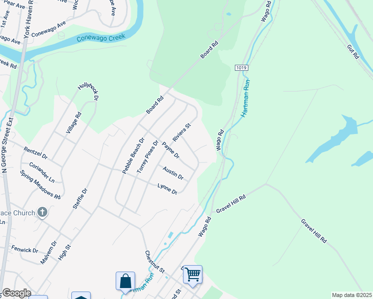 map of restaurants, bars, coffee shops, grocery stores, and more near 185 Lynne Drive in Mount Wolf