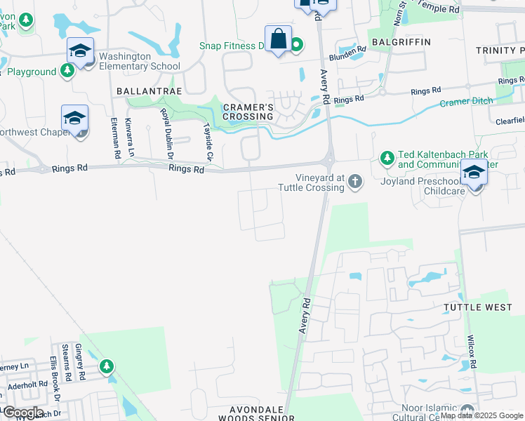 map of restaurants, bars, coffee shops, grocery stores, and more near 5472 Desert Lane in Dublin