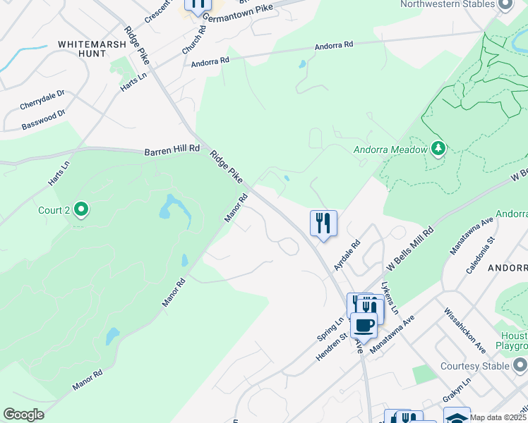 map of restaurants, bars, coffee shops, grocery stores, and more near 9305 Eagle View Drive in Montgomery County