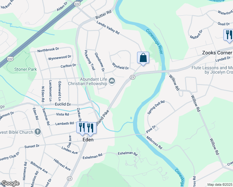 map of restaurants, bars, coffee shops, grocery stores, and more near 1935 New Holland Pike in Lancaster