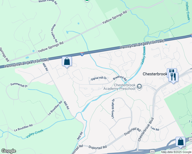 map of restaurants, bars, coffee shops, grocery stores, and more near 48 Constitution Court in Chesterbrook