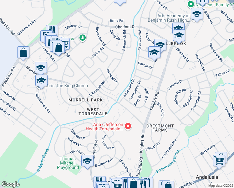 map of restaurants, bars, coffee shops, grocery stores, and more near 10765 Helmer Drive in Philadelphia
