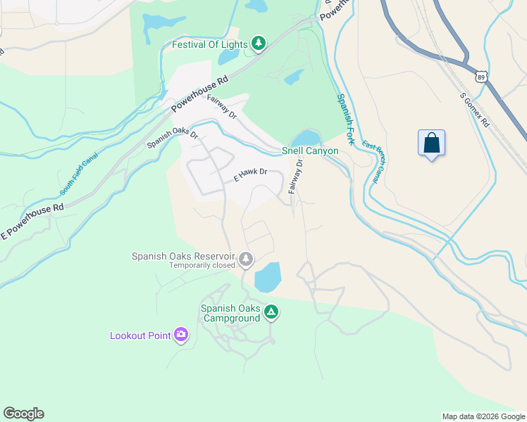 map of restaurants, bars, coffee shops, grocery stores, and more near 3273 2720 South in Spanish Fork