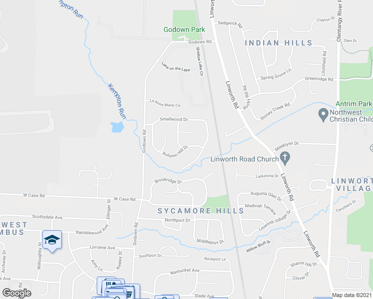 map of restaurants, bars, coffee shops, grocery stores, and more near 1239 Autumn Hill Drive in Columbus