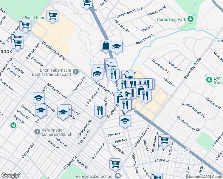 map of restaurants, bars, coffee shops, grocery stores, and more near in Philadelphia