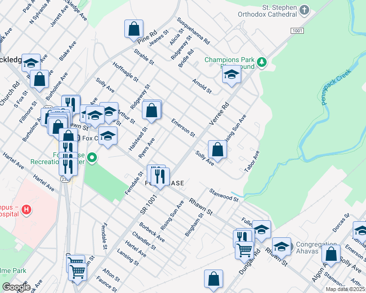 map of restaurants, bars, coffee shops, grocery stores, and more near 828 Solly Avenue in Philadelphia