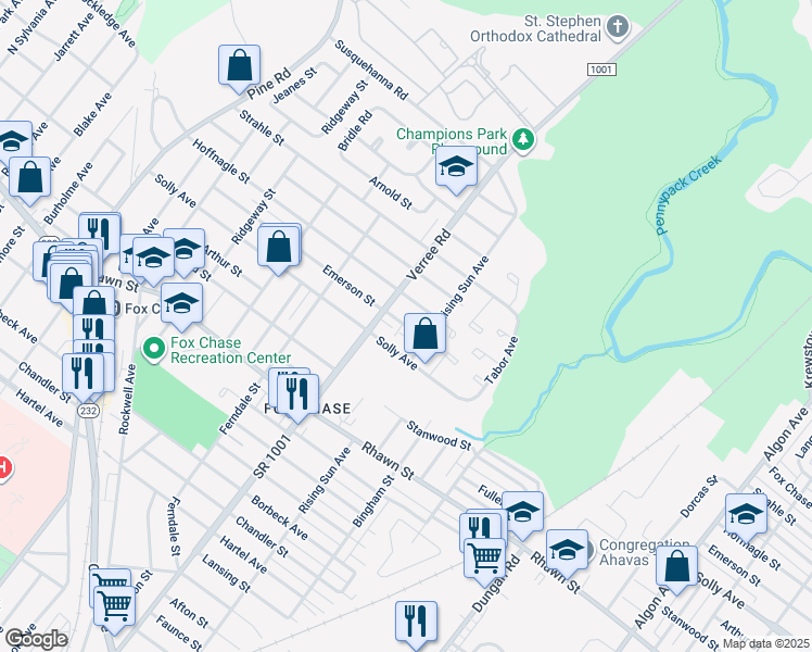 map of restaurants, bars, coffee shops, grocery stores, and more near 921 Emerson Street in Philadelphia