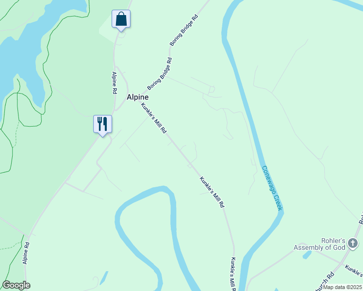 map of restaurants, bars, coffee shops, grocery stores, and more near 1253 Kunkles Mill Rd in Lewisberry
