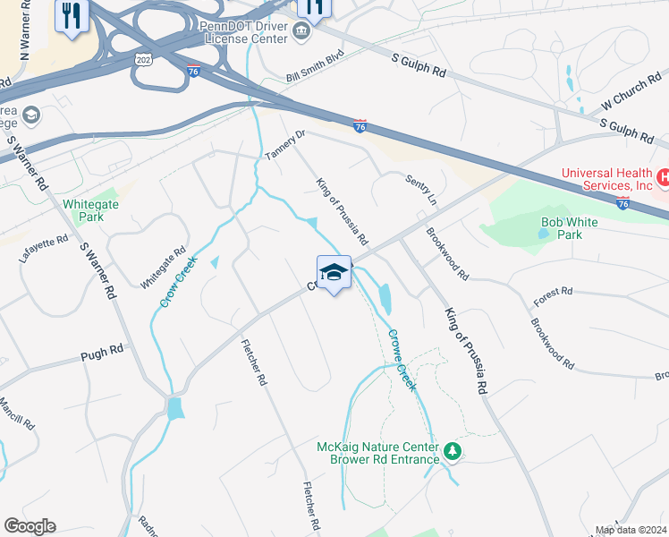 map of restaurants, bars, coffee shops, grocery stores, and more near 854 Croton Road in Wayne