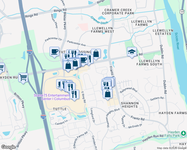 map of restaurants, bars, coffee shops, grocery stores, and more near 6073 O'Sweeney Lane in Dublin