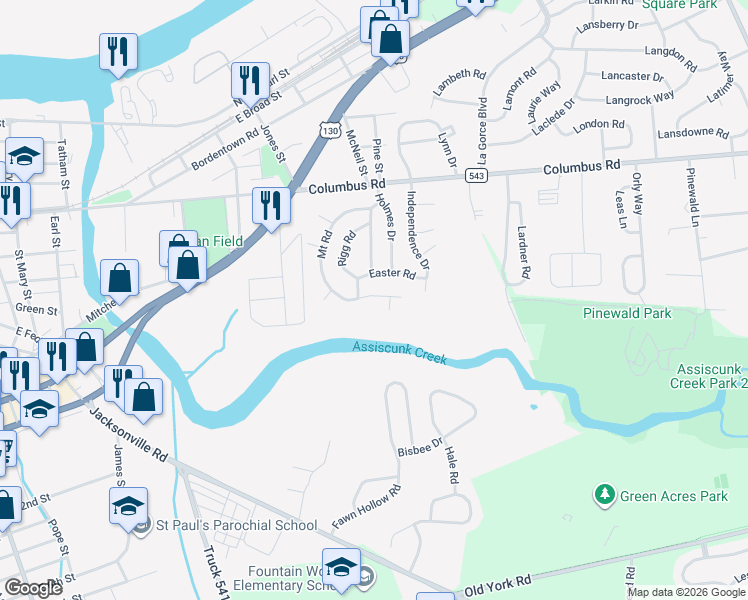 map of restaurants, bars, coffee shops, grocery stores, and more near 944 Valentine Road in Burlington