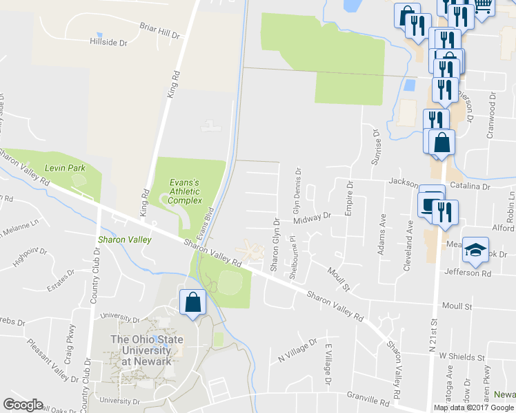 map of restaurants, bars, coffee shops, grocery stores, and more near 918 Glyn Morgan Court in Newark