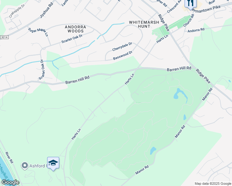 map of restaurants, bars, coffee shops, grocery stores, and more near 2166 Harts Lane in Conshohocken