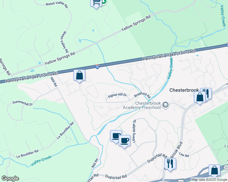 map of restaurants, bars, coffee shops, grocery stores, and more near 56 Constitution Court in Chesterbrook