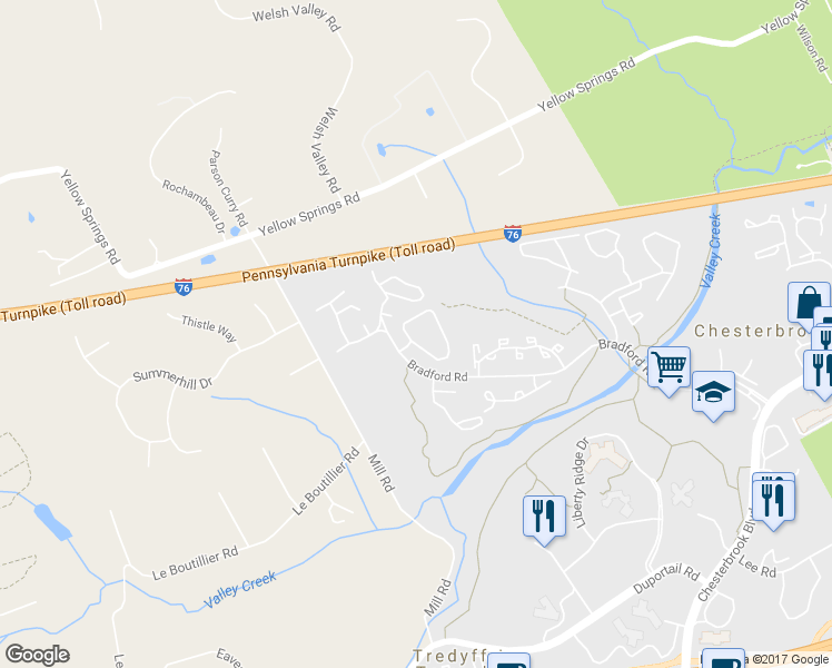map of restaurants, bars, coffee shops, grocery stores, and more near 59 Militia Hill Dr in Chesterbrook