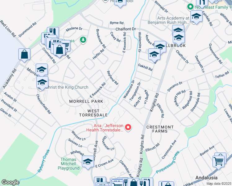 map of restaurants, bars, coffee shops, grocery stores, and more near 10765 Helmer Drive in Philadelphia