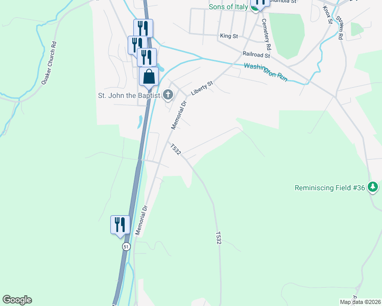 map of restaurants, bars, coffee shops, grocery stores, and more near 12 Pine Ln in Perryopolis