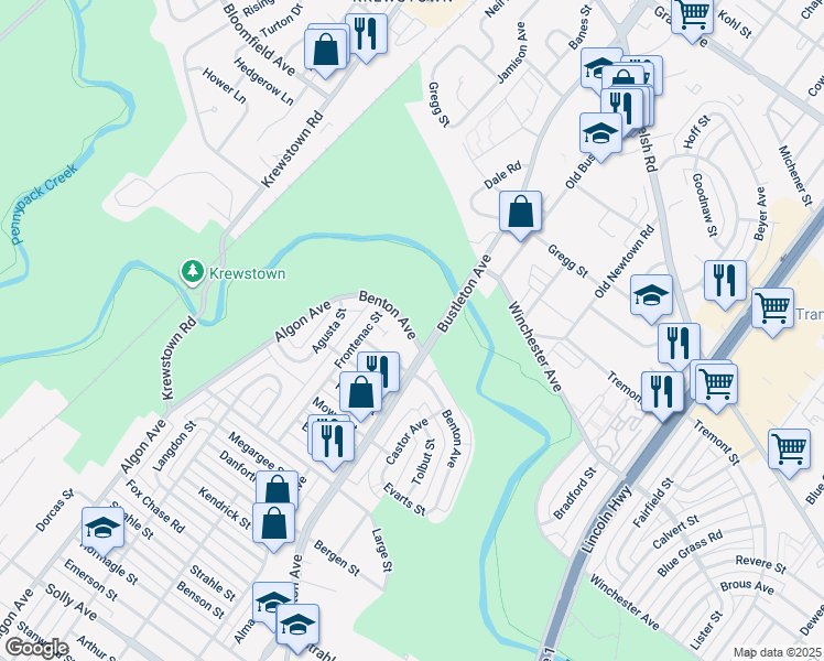 map of restaurants, bars, coffee shops, grocery stores, and more near in Philadelphia