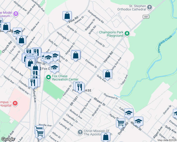 map of restaurants, bars, coffee shops, grocery stores, and more near 812 Solly Avenue in Philadelphia
