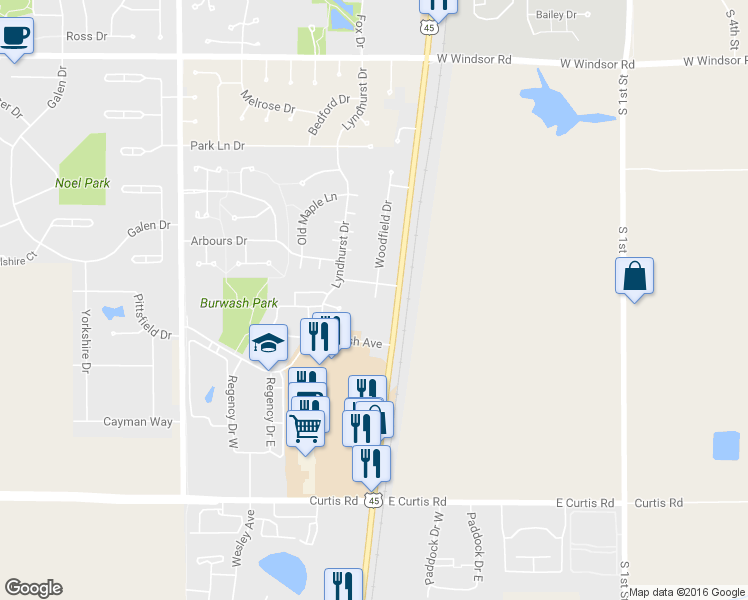 map of restaurants, bars, coffee shops, grocery stores, and more near 103 Arbours Dr in Savoy