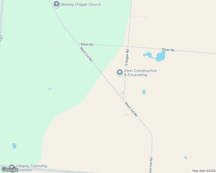 map of restaurants, bars, coffee shops, grocery stores, and more near 2294 Short Cut Road in Urbana