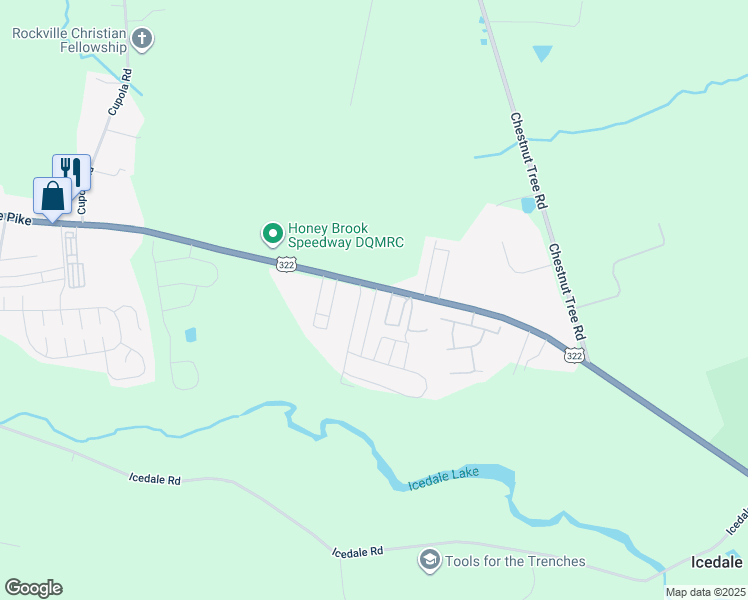 map of restaurants, bars, coffee shops, grocery stores, and more near 94 Erica Circle in Honey Brook