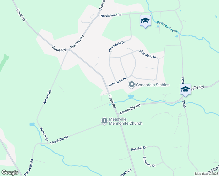 map of restaurants, bars, coffee shops, grocery stores, and more near 5734 Glen Oaks Drive in Narvon