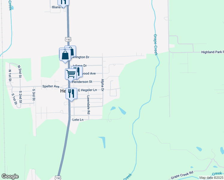 map of restaurants, bars, coffee shops, grocery stores, and more near Hegler Lane in Danville