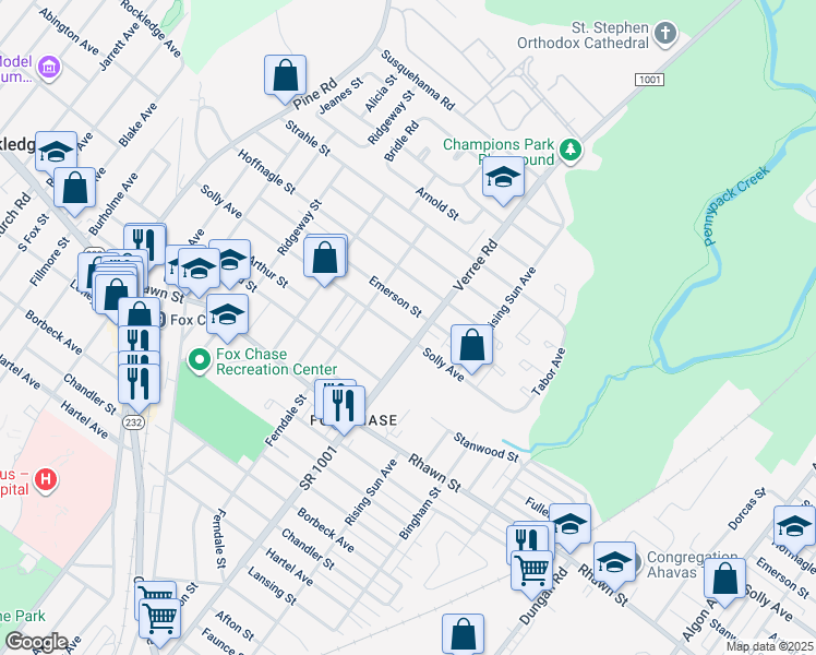 map of restaurants, bars, coffee shops, grocery stores, and more near 833 Solly Avenue in Philadelphia
