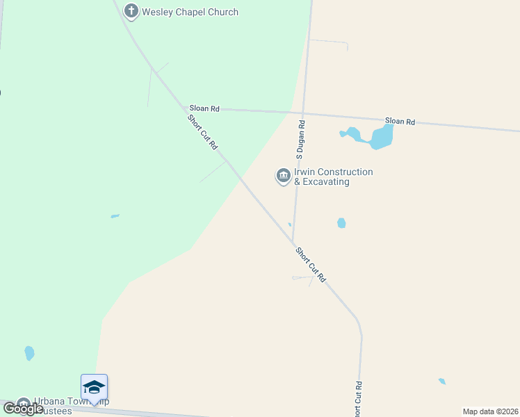 map of restaurants, bars, coffee shops, grocery stores, and more near 2294 Short Cut Road in Urbana