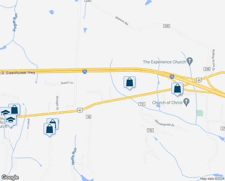 map of restaurants, bars, coffee shops, grocery stores, and more near 68120 Tinmar Drive Street in Saint Clairsville