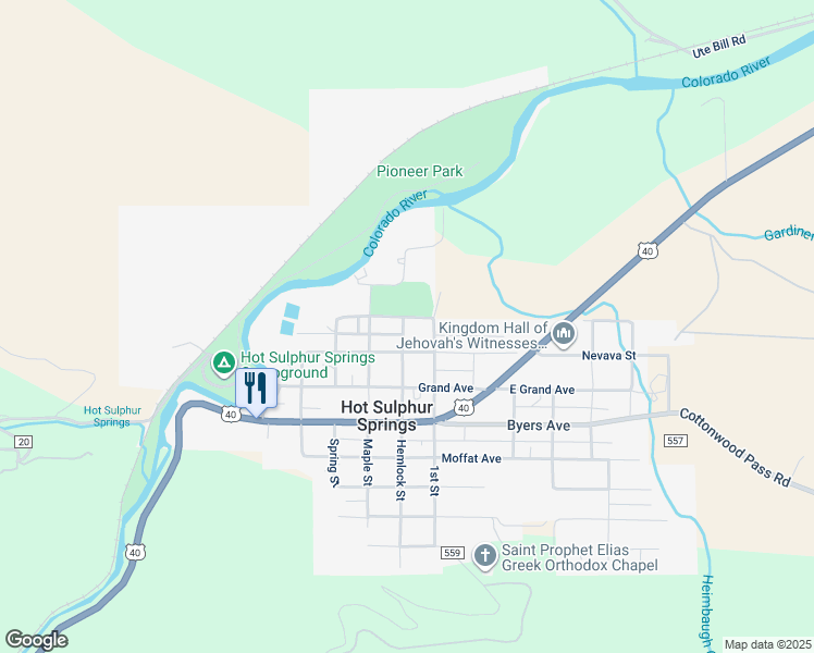 map of restaurants, bars, coffee shops, grocery stores, and more near 120 Cedar Street in Granby