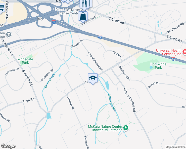map of restaurants, bars, coffee shops, grocery stores, and more near 854 Croton Road in Wayne