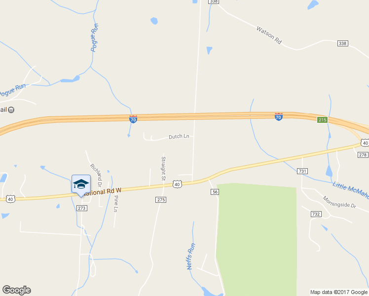 map of restaurants, bars, coffee shops, grocery stores, and more near 68138 Vineyard Road in Saint Clairsville