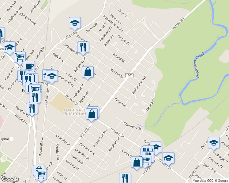 map of restaurants, bars, coffee shops, grocery stores, and more near 8206 Verree Road in Philadelphia