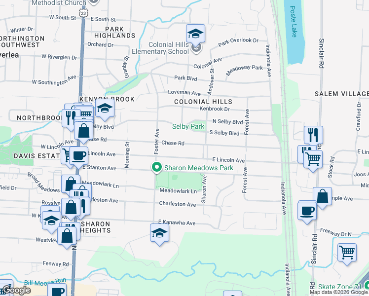 map of restaurants, bars, coffee shops, grocery stores, and more near 318 East Lincoln Avenue in Columbus